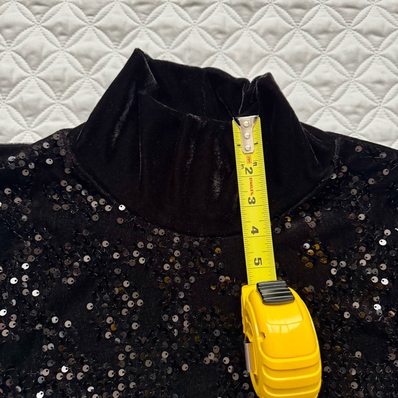NWT Simply Vera Vera Wang Velour Sequin Mock Neck Pullover Blouse Black Sz XL - Picture 5 of 12